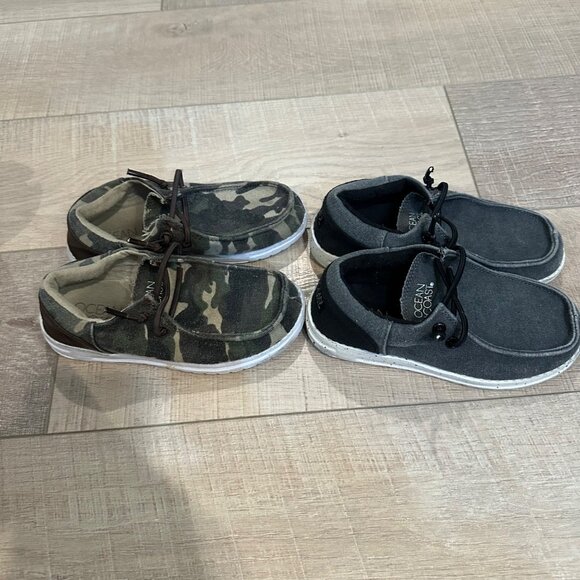 Ocean Coast Other - OCEAN & COAST TODDLER BOYS SIZE 12 LOAFER SLIP ON SHOES GRAY AND CAMO 2 PAIR